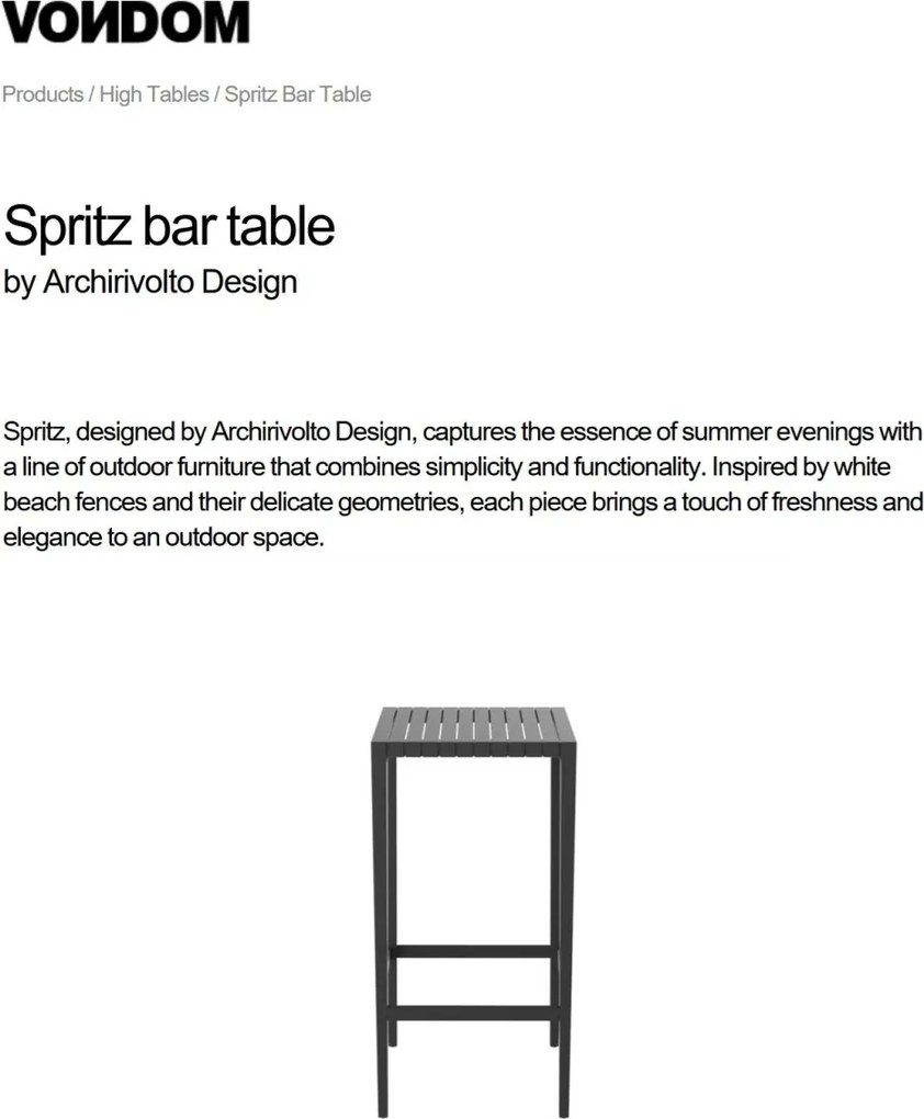 Masa de bar exterior / interior design modern premium SPRITZ Vondom 56018
