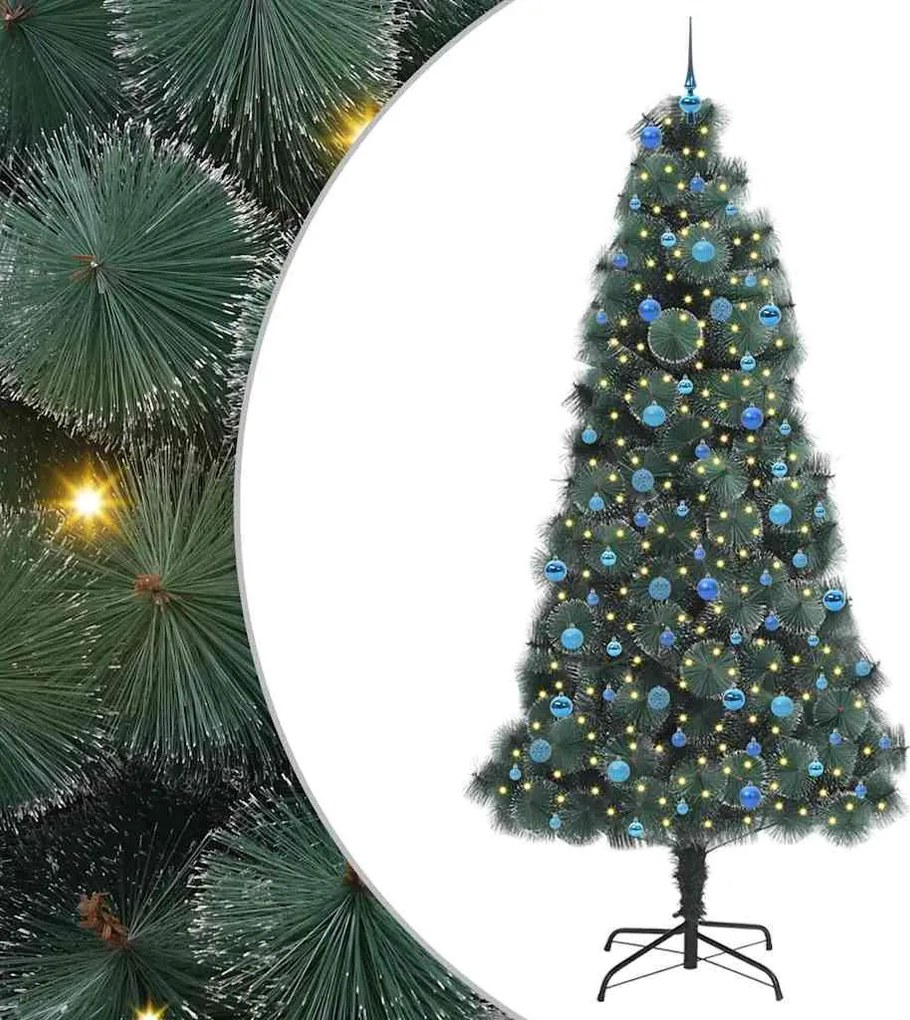 vidaXL Brad artificial iluminat de Crăciun cu set de globuri 240 cm