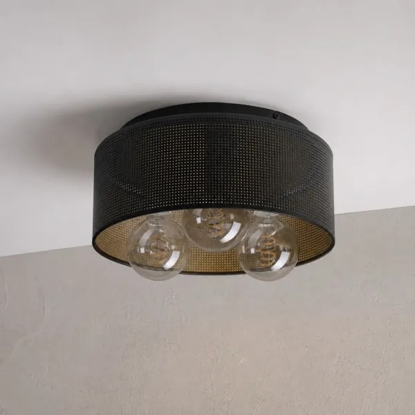 Plafonieră SIRJA PLISADO 3xE27/15W/230V Ø 35 cm negru/auriu