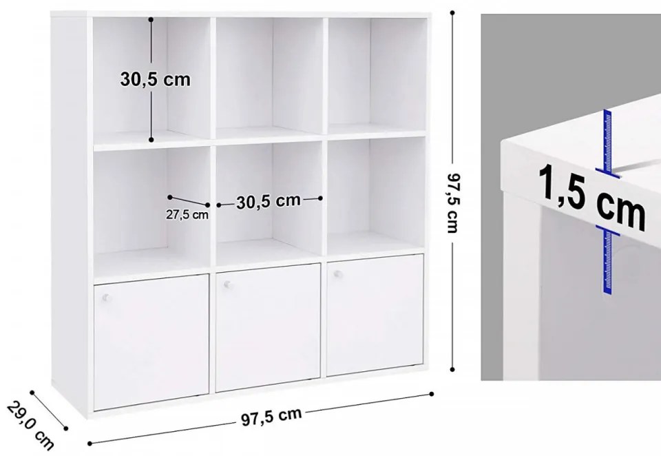 Biblioteca cu 9 Compartimente, PAL Melaminat, Alb, Vasagle, LBC33WT