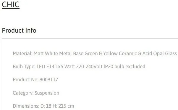 Pendul ceramic design modern CHIC verde/ galben