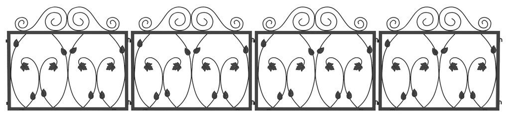 Outsunny Garduri pentru Grădină Exterioară de 4 Panouri 57x47,5 cm Garduri Decorative de Grădină din Oțel cu Unghi Ajustabil Negru | Aosom Romania