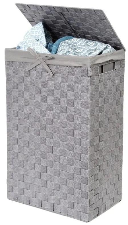 Coș de rufe cu capac Compactor Laundry Linen, înălțime 60 cm, gri