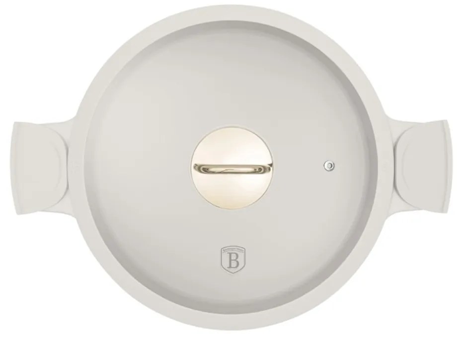 Cratiță cu capac 28 cm, 4.2L – Berlinger Haus Sahara Collection BH 7785, crem, antiaderentă, cu mânere de silicon detașabile