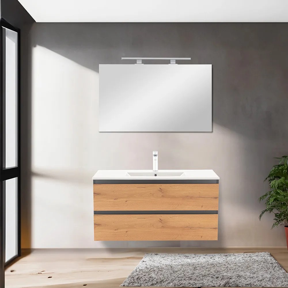 Dulap inferior Vario Forte 100 cu lavoar antracit-stejar