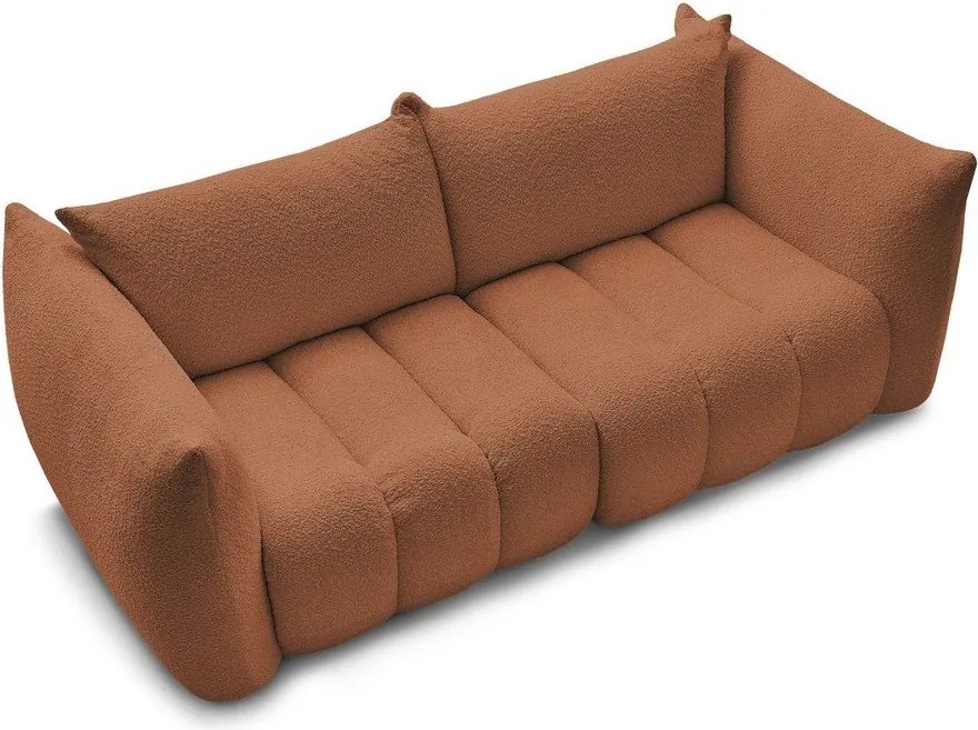 Canapea portocalie cu tapițerie din țesătură bouclé 234 cm Azra – Bobochic Paris