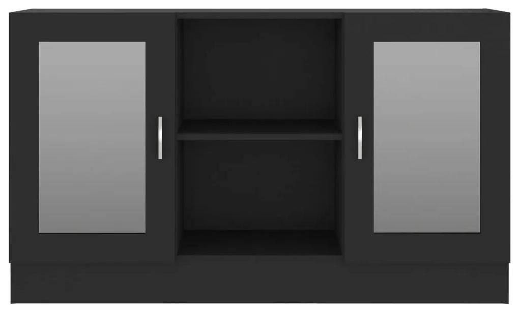 Dulap cu vitrina, negru, 120 x 30,5 x 70 cm, PAL 1, Negru, PAL si sticla