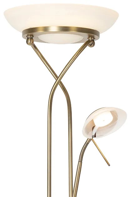 Lampă de podea bronz incluzând LED și dimmer cu lampă de citit - Empoli