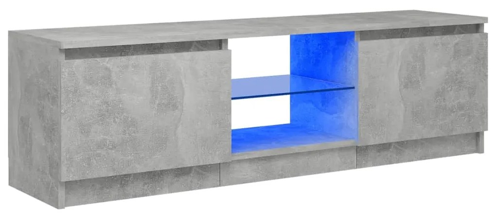 Comoda TV cu lumini LED, gri beton, 120x30x35,5 cm