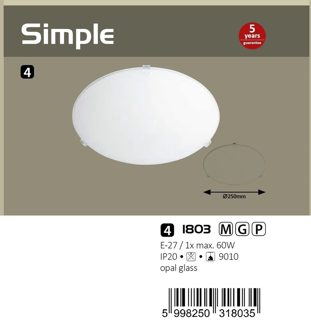 Aplica de perete / tavan diam.25cm Simple 1803 RX