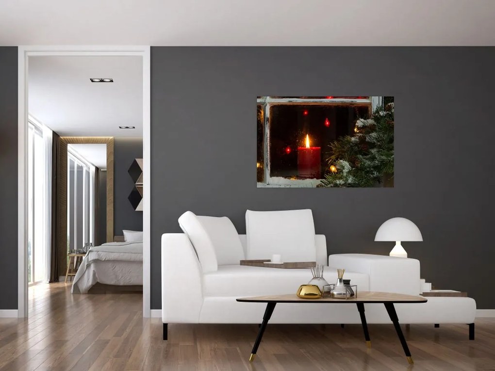 Tablou - Lumânare strălucitoare de Crăciun (90x60 cm)
