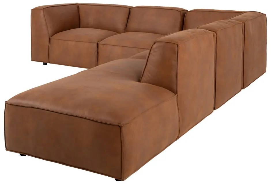 Colțar maro coniac cu tapițerie din imitație de piele (colț dreapta) Fairfield Kentucky – Bonami Selection