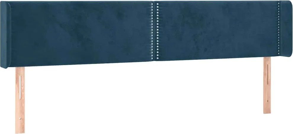 vidaXL Tăblie pat cu aripioare albastru închis 163x16x78/88 cm catifea