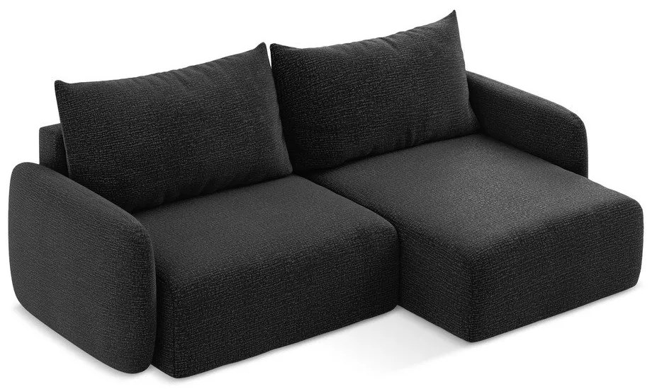 Colțar negru extensibil/cu spațiu de depozitare (cu colț pe partea dreaptă) Kalena – Makamii