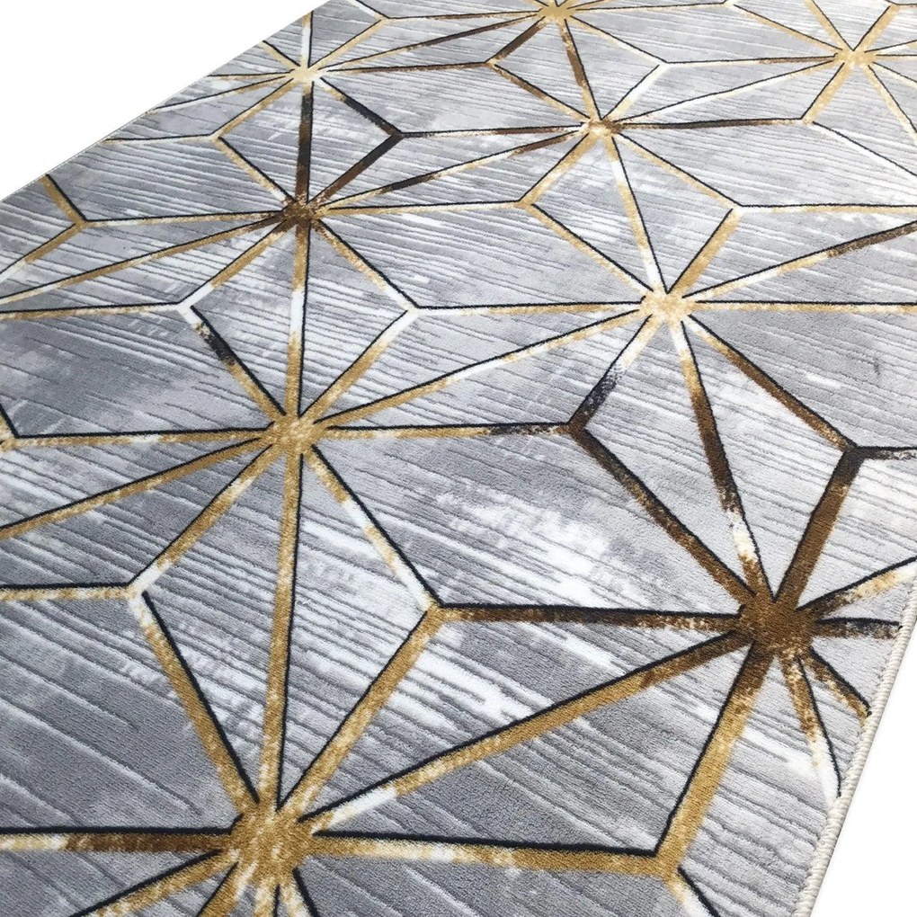 Covor de Hol Diamond, Gri, Antiderapant, 300x80 cm