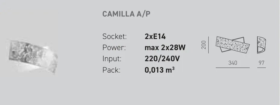 Aplica de perete CAMILLA cu foita aurie sau argintie