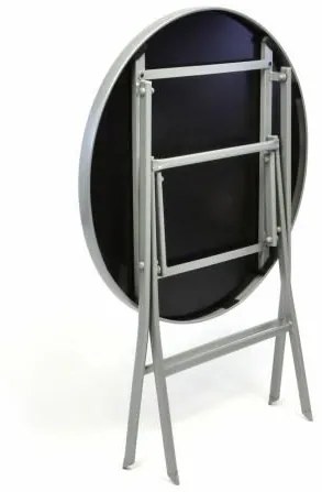 Masa de gradina din sticla bistro cu blat rabatabil-argintiu