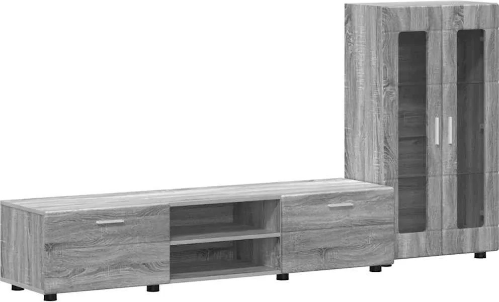 vidaXL Set comodă TV cu sertar cu raft FLORIN Gri Sonoma Lemn compozit