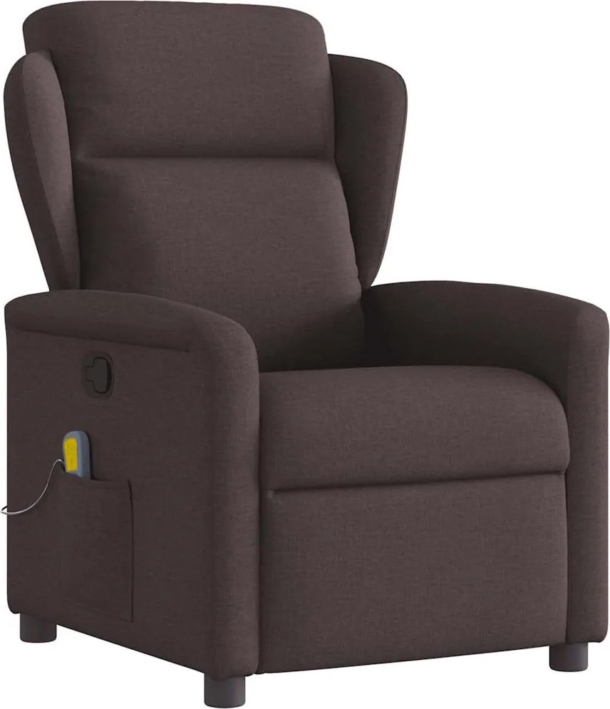 vidaXL Fotoliu de masaj rabatabil, maro închis, material textil