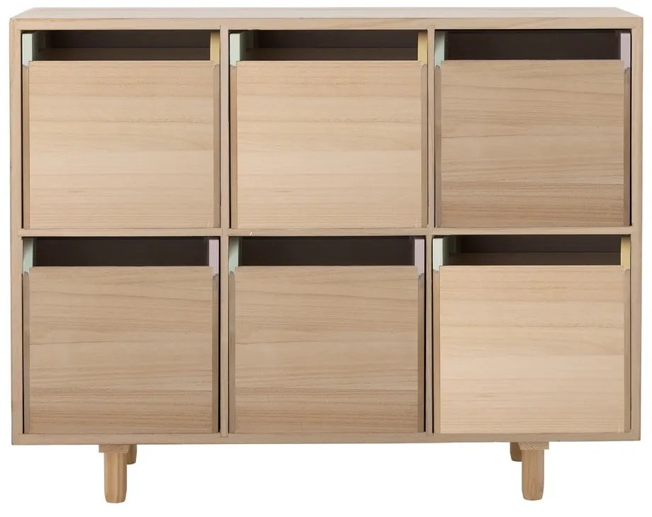 Comodă de copii în culoare naturală joasă din lemn de paulownia 25,5x88,5 cm Calle – Bloomingville Mini