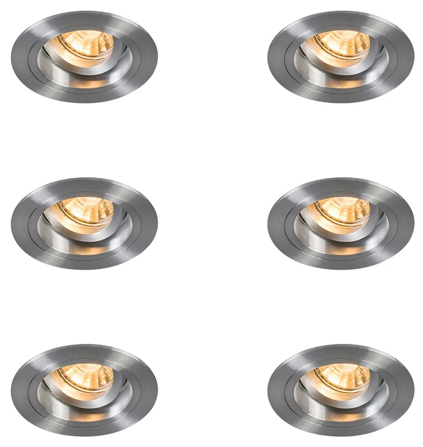 Set de 6 spoturi încastrate rotunde din aluminiu reglabile - Chuck