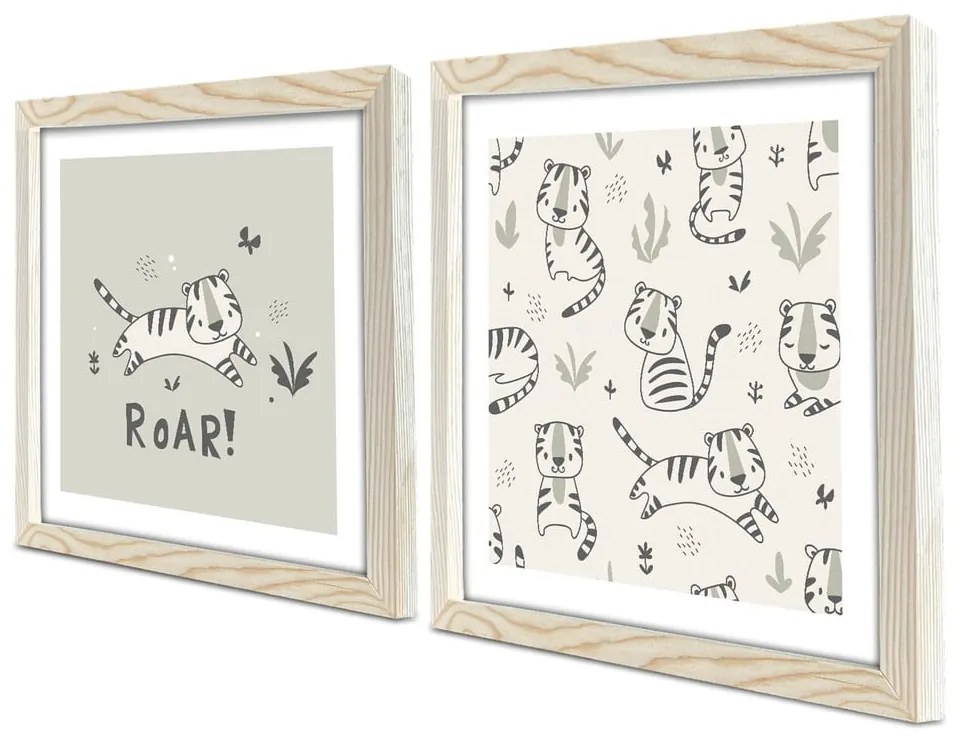 Tablouri pentru copii 2 buc. 33x33 cm Roar - Wallity