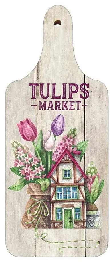 Bohemia Cadouri Tablă decorativă din lemn Tulips Market