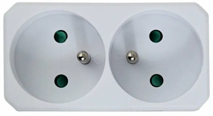 Adaptor dublu stecher Esperanza ELK305W forma dreptunghi Alb