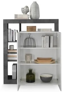 Comodă LENOR, albă/antracit