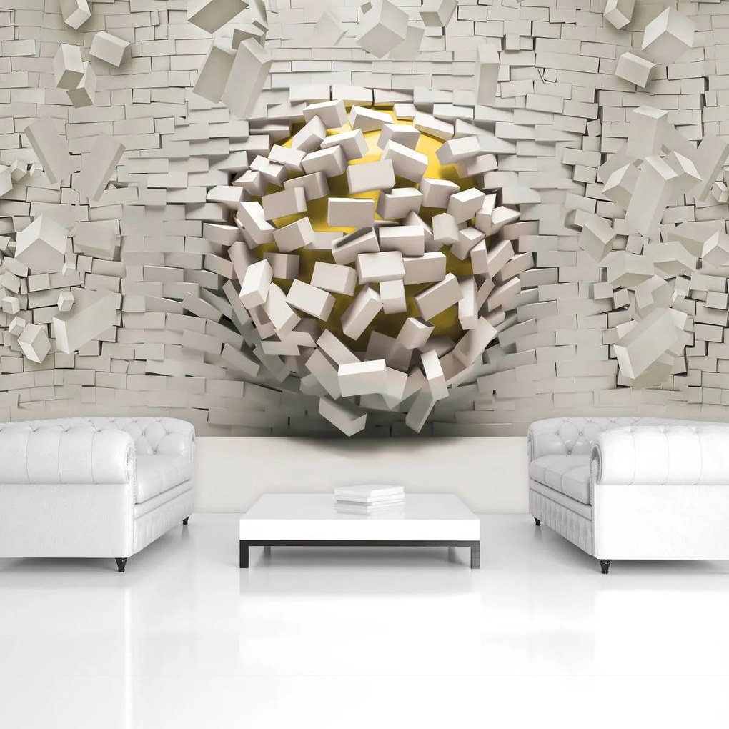 Fototapet - 3D perete cu minge (152,5x104 cm)