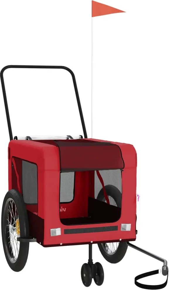 vidaXL Remorcă bicicletă animale companie, roșu/negru, oxford/fier