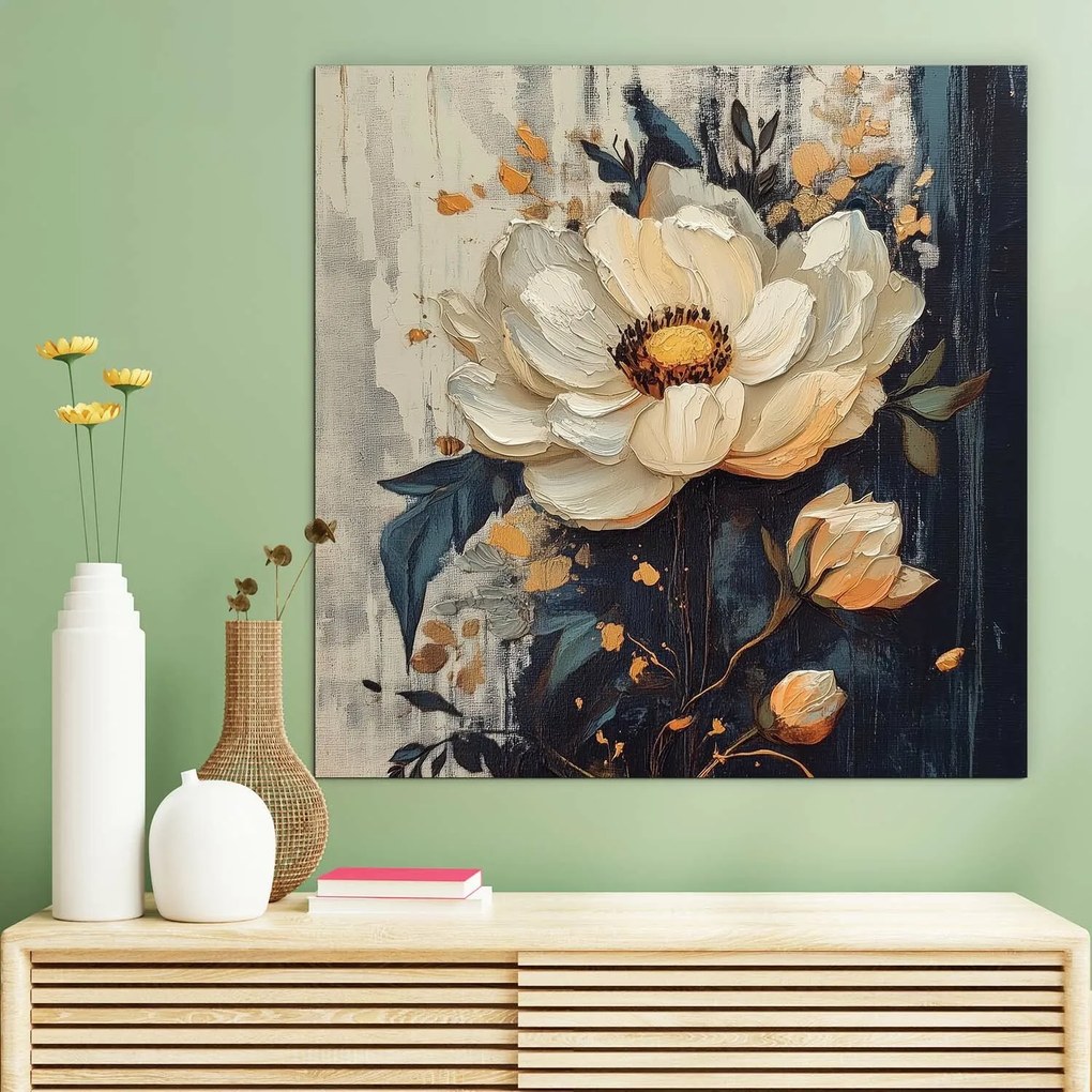 DUBLEZ | Tablou din lemn - Floare pictată