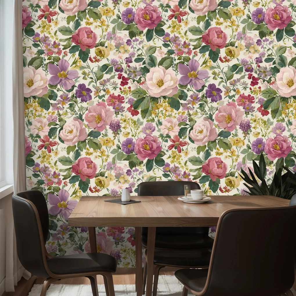 Fototapet - Pictură florală cu model (147x102 cm)