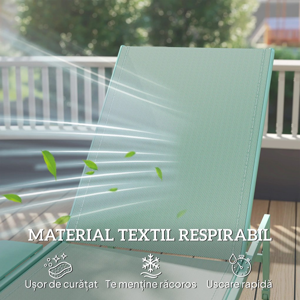 Outsunny Set 2 Șezlonguri cu Măsuță, Șezlonguri Grădină cu Spătar Reglabil. | Aosom Romania