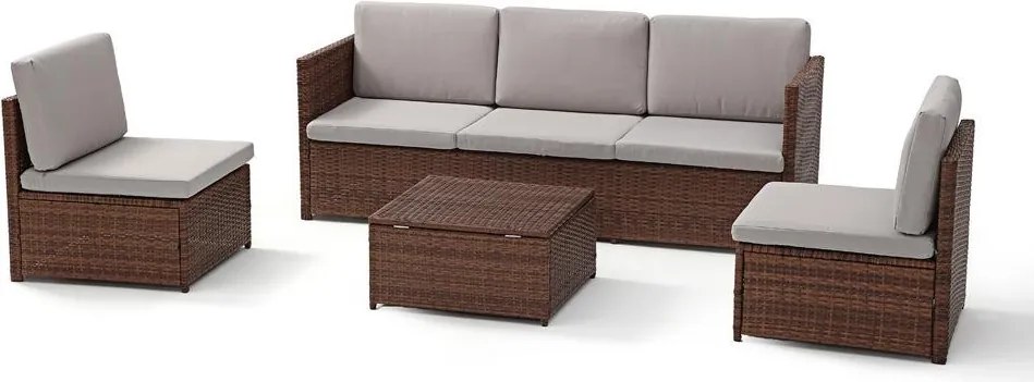 Set mobilier de grădină din ratan AVENBERG VIS maro/gri deschis