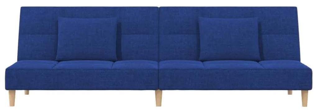 Canapea extensibila 2 locuri, 2 pernetaburet, albastru, textil Albastru, Cu suport de picioare