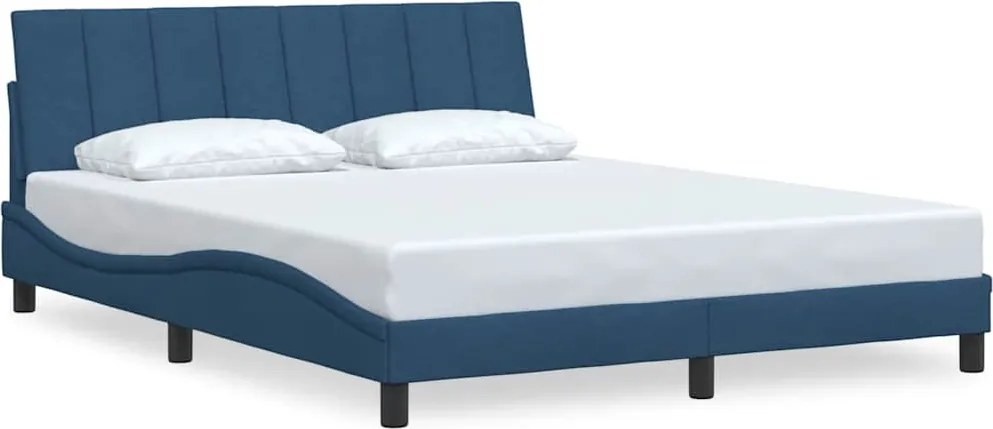 vidaXL Cadru de pat fără saltea, Hanko, albastru, 160x200 cm, textil