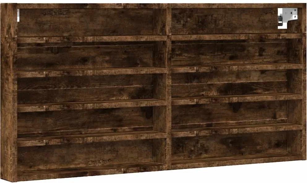vidaXL Dulap cu vitrină, stejar fumuriu, 100x8,5x50 cm, lemn prelucrat