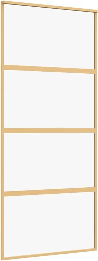 vidaXL Ușă glisantă, auriu, 90x205 cm, sticlă ESG mată și aluminiu
