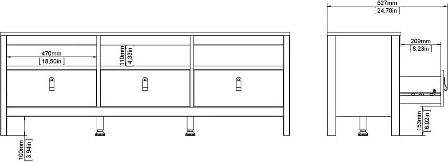 Comodă TV neagră 151x54 cm Madrid – Tvilum