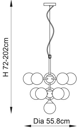 Endon 101147 - Lustră suspendată pe cablu OSCAR, 11 x G9, 18W, 230V, negru/fumuriu