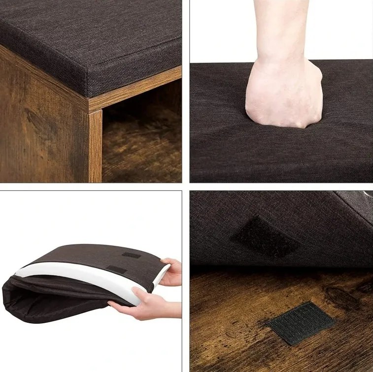 Banca cu spatiu de depozitare TAYLOR 104x30x48 cm, maro rustic