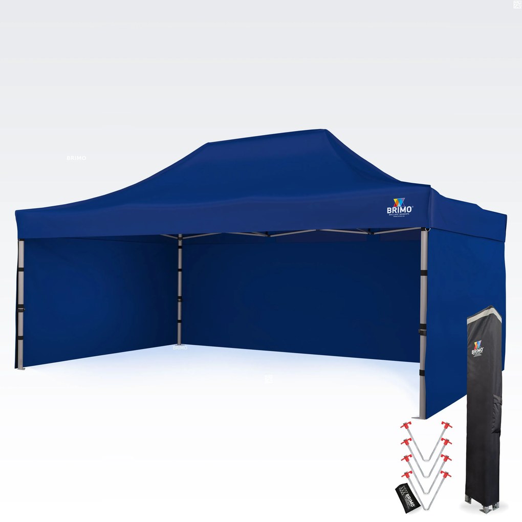 Cort publicitar 4x6 m Premium (Aluminiu) cu 3 pereți – de montare rapidă - cu 3 pereți - Albastru