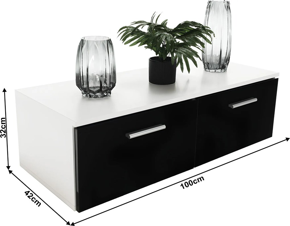 Mobilier living, alb/extra strălucire neagră HG, LEO