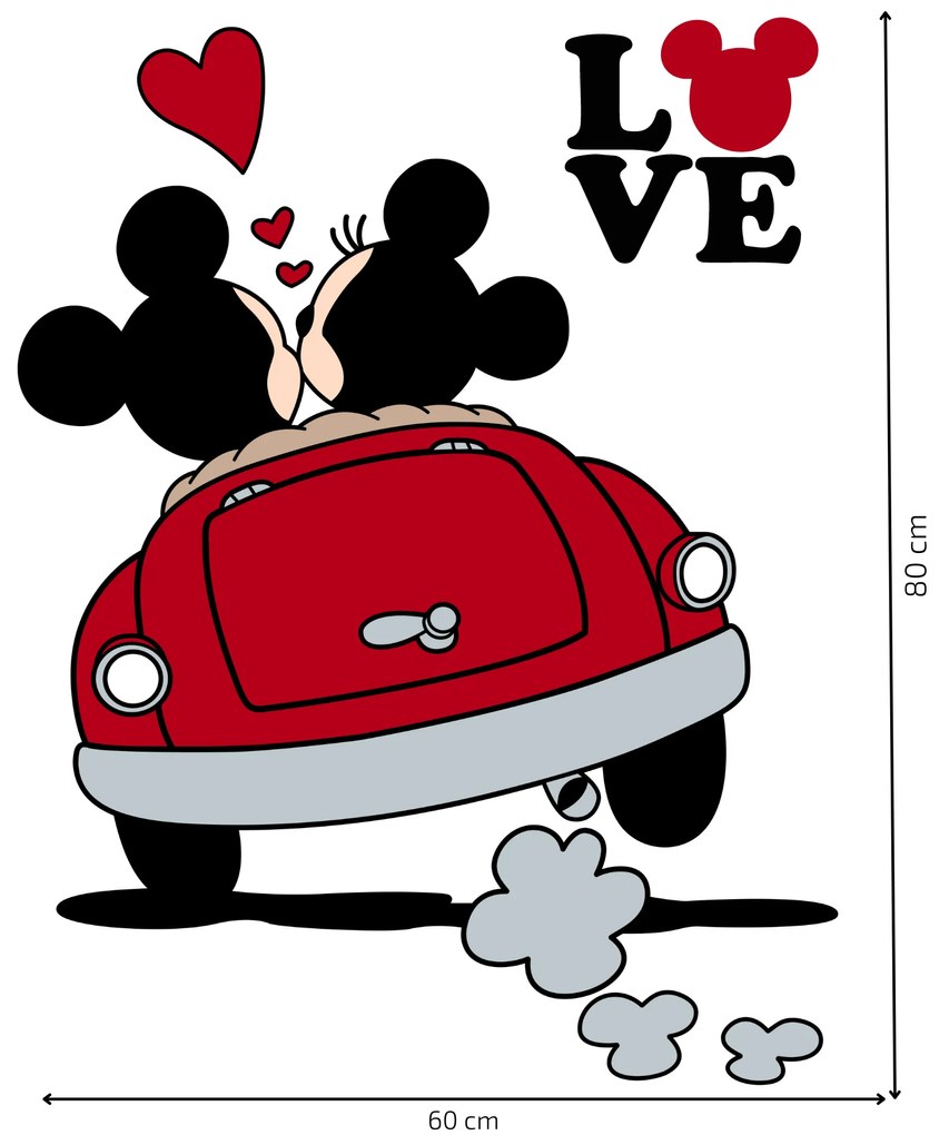 Autocolant de perete "Mickey și Minnie în mașină”