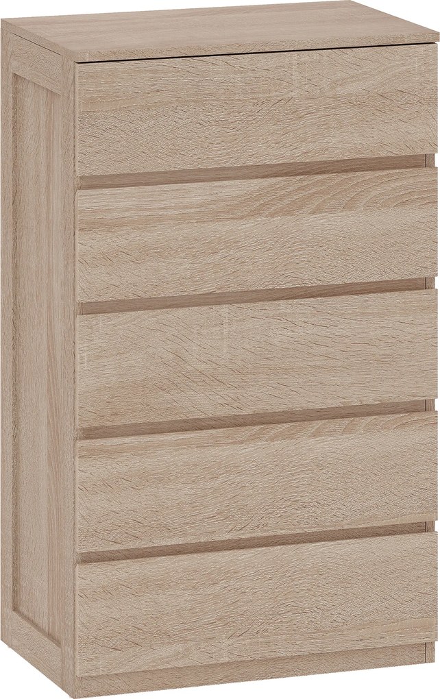 HOMCOM Comodă pentru Depozitare cu 5 Sertare, Comodă Înaltă, Comodă cu Ghidaje Metalice și Mânere Scanalate, Alb | Aosom Romania