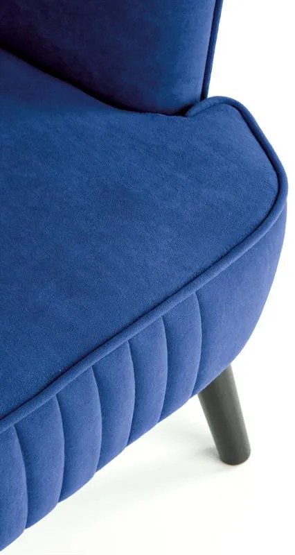 Fotoliu tapitat Delgado velvet bleumarin – H100 cm