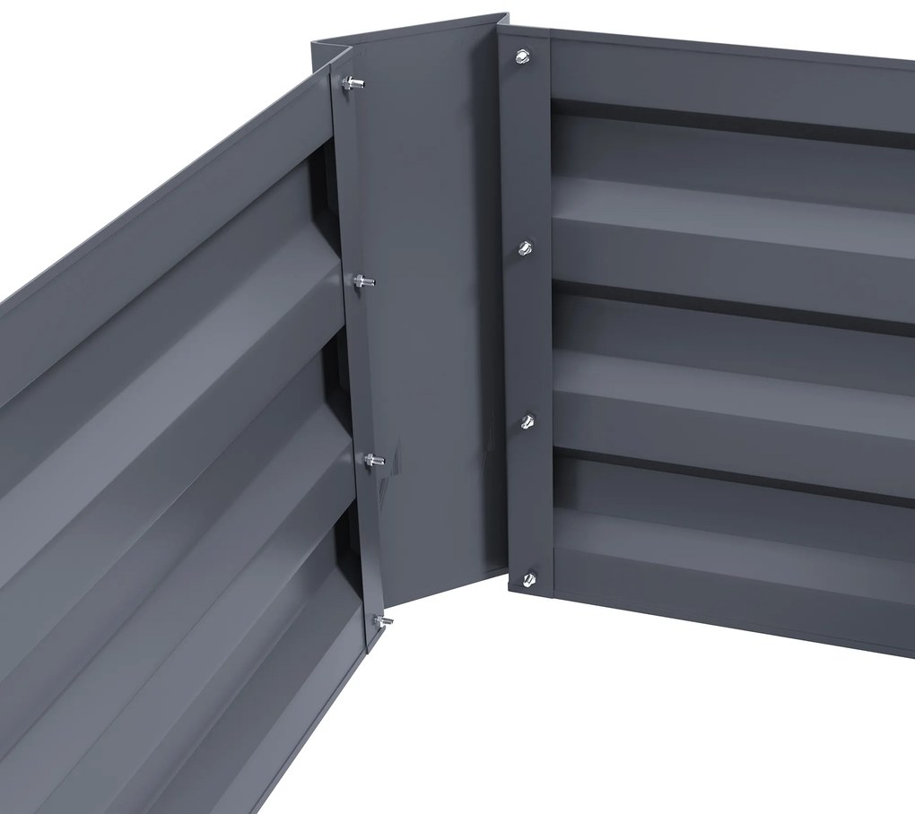 Outsunny Set de 2 patrate de gradina dim. 100L x 50l x 30H cm - tabla de otel ondulata gri | Aosom Romania