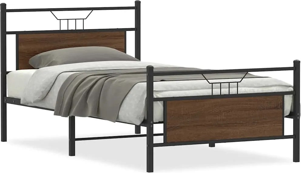 vidaXL Cadru de pat fără saltea Stejar maro 107x203 cm Lemn prelucrat