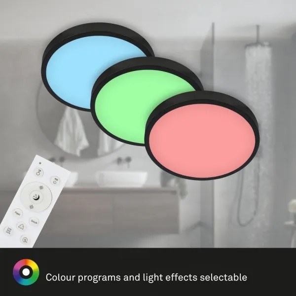 Plafonieră LED RGBW dimabilă Briloner 3709-015 LED/22W/230V negru + telecomandă